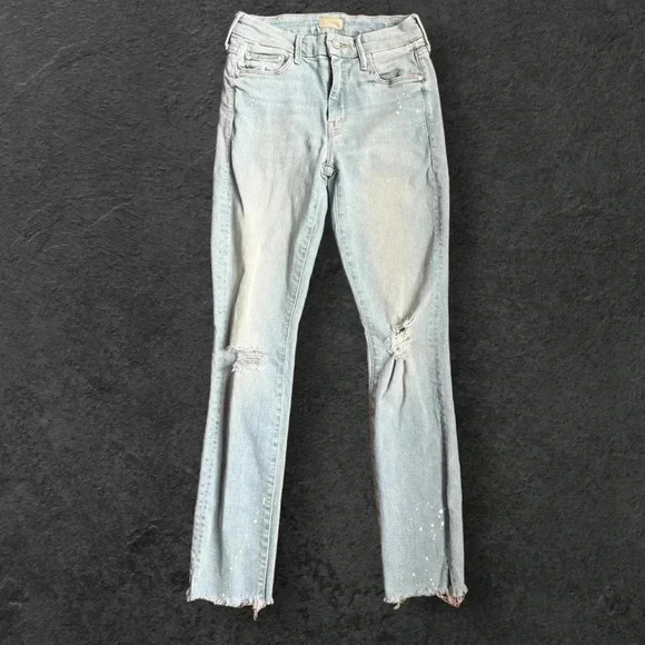 MOTHER The Looker Sacred Slit Ankle Jean in Nice Shot Paint splatter Frayed 24 - Picture 10 of 14